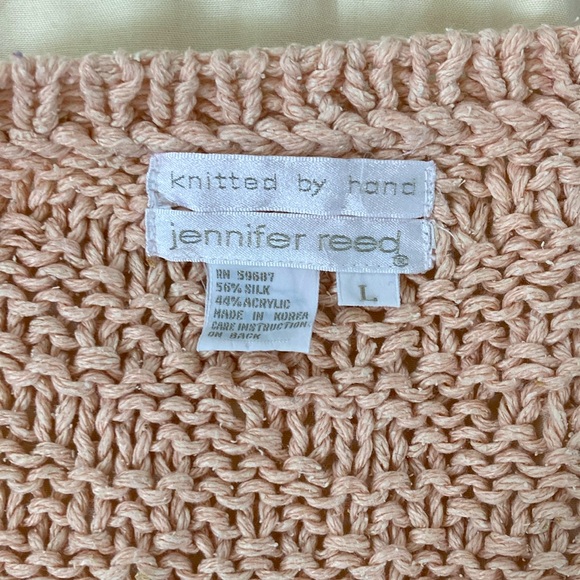 VINTAGE | Silk Blend Handknit 🩰 Pink Sleeveless Tunic Sweater Large - Picture 7 of 10